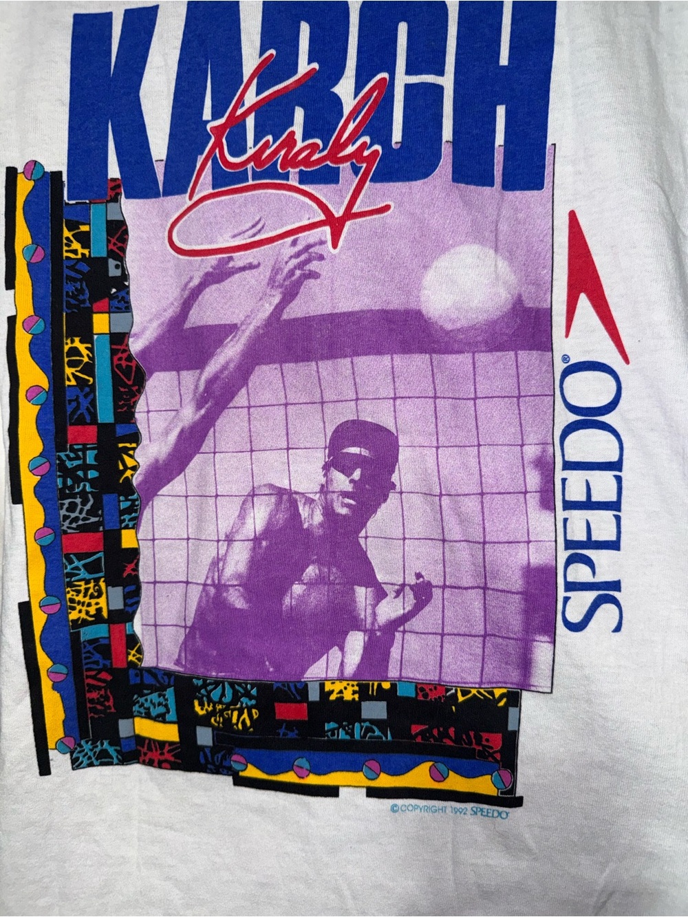 Vintage 1992 Speedo White Short Sleeve Crewneck Tee with Red & Blue Logo - Picture 4 of 5